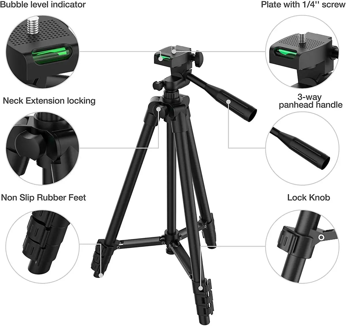 103cm Lightweight Camera Tripod For Mobile Tripod Camera Portable SLR Bluetooth - compatible Desktop Cam Stand Monopod Smartphone - Etienne TECH - ELECTRONIQUEelectronique