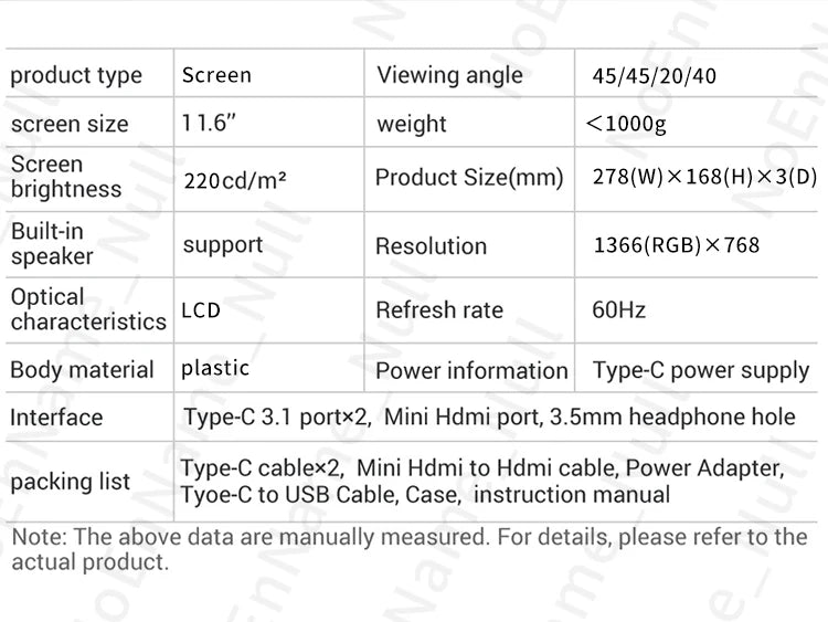 11.6 inch Portable monitor 1366X768 lcd display TFT gaming monitor for pc Raspberry Pi Laptop PS4 Xbox360 switch HDMI - Compatible - Etienne TECH - ELECTRONIQUEelectronique