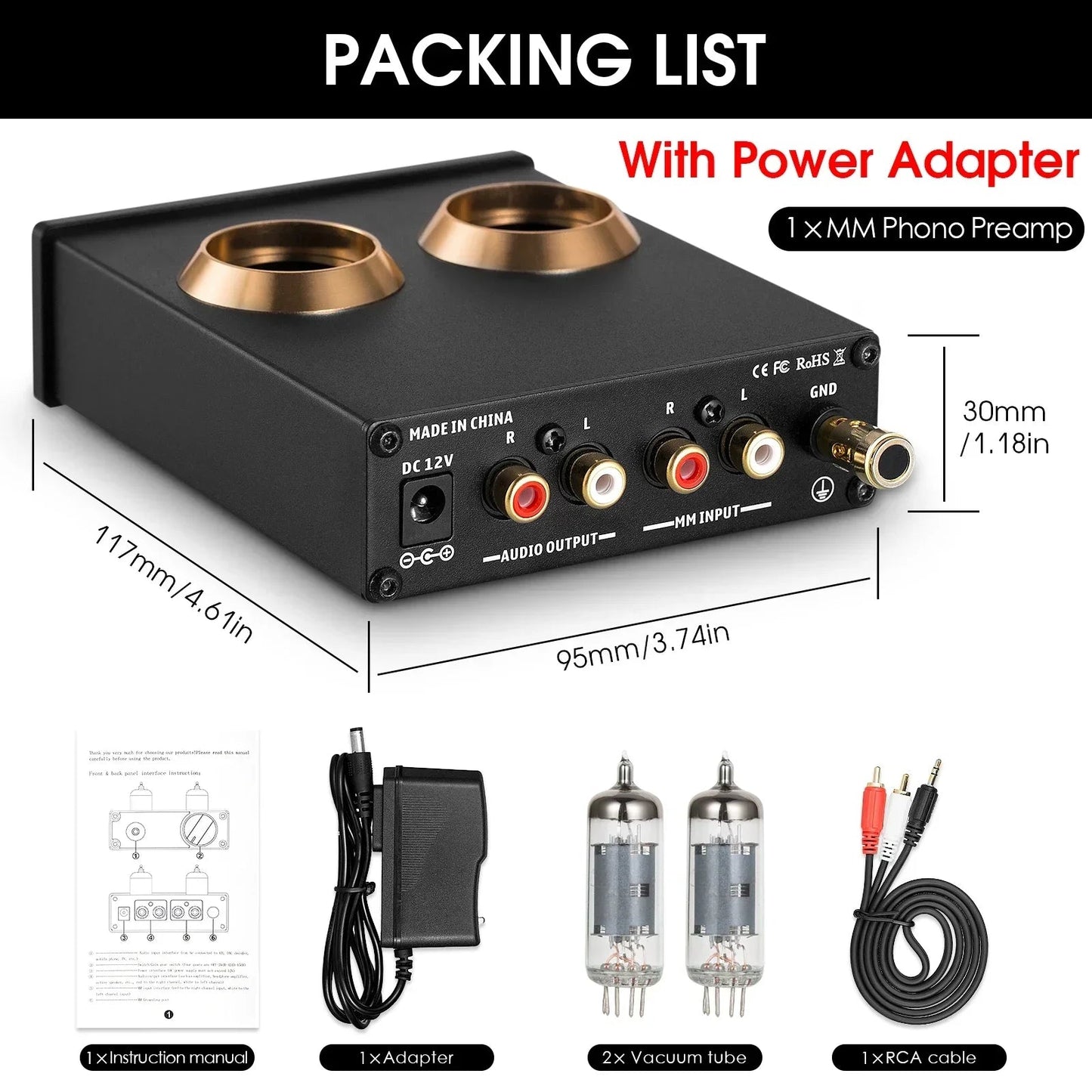Nobsound Mini MM RIAA Phono Stage Turntable Preamp HiFi Stereo Audio Vacuum Tube Preamplifier Dekstop AUX Preamp - Etienne TECH - ELECTRONIQUEelectronique
