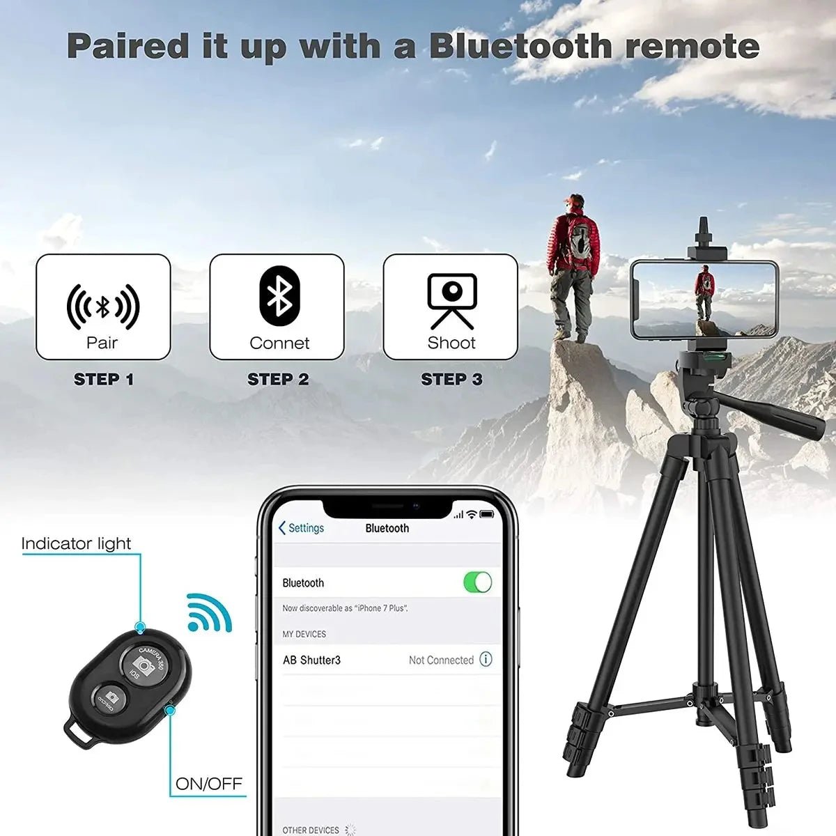 Tripod For Phone 100cm Video Recording Phone Tripod Stand with Bluetooth Remote Universal Camera Phone Photography Stand - Etienne TECH - ELECTRONIQUEelectronique