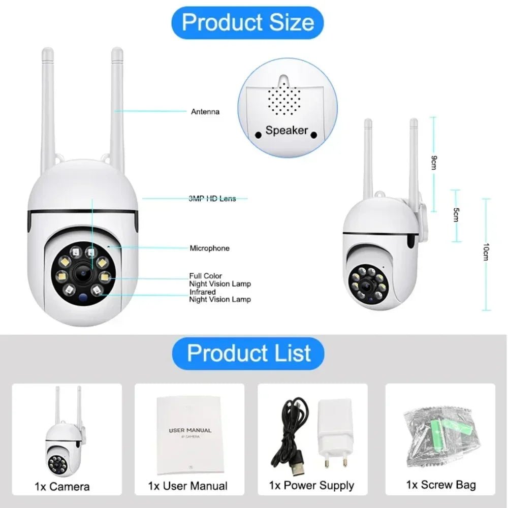 Wifi Surveillance Camera 8MP Wireless Security PTZ IP Camera HD Color Night Vision AI Human Tracking CCTV Camera 4X Digital Zoom - Etienne TECH - ELECTRONIQUEelectronique