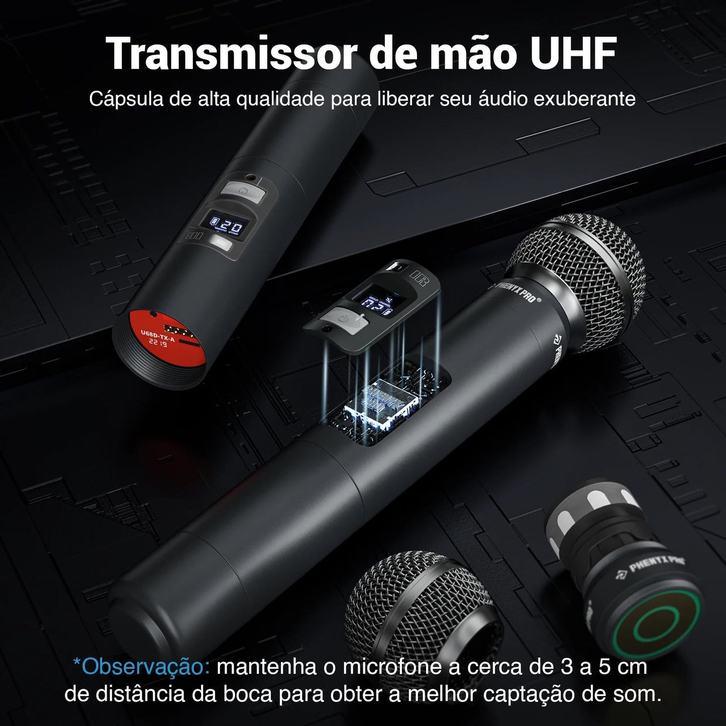 Wireless Microphone System, Phenyx Pro Eight - Channel Cordless Mic Set with Metal Handheld Mics, 8x40 Channels, Auto Scan for DJ - Etienne TECH - ELECTRONIQUEelectronique