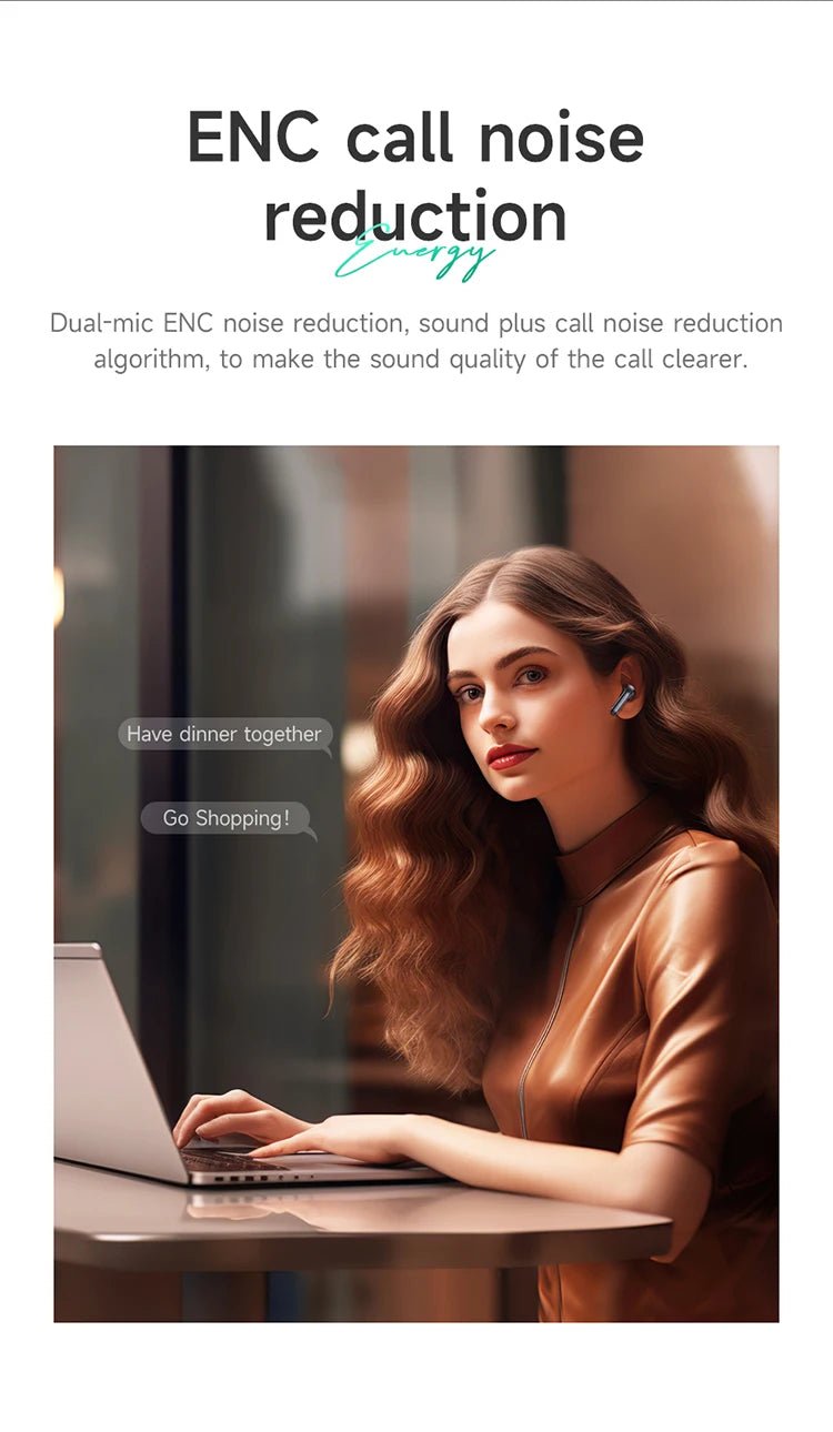 HOCO AirPods EQ5 ANC+ENC Bluetooth Wireless Earphone Active Noise Cancellation Hifi Stereo Sound Microphone Music Sport earbuds - Etienne TECH - ELECTRONIQUEelectronique