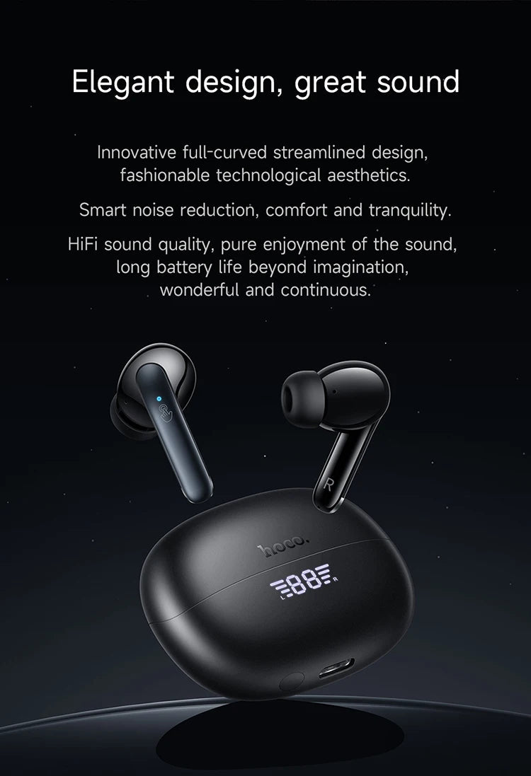 HOCO AirPods EQ5 ANC+ENC Bluetooth Wireless Earphone Active Noise Cancellation Hifi Stereo Sound Microphone Music Sport earbuds - Etienne TECH - ELECTRONIQUEelectronique