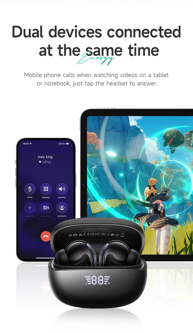 HOCO AirPods EQ5 ANC+ENC Bluetooth Wireless Earphone Active Noise Cancellation Hifi Stereo Sound Microphone Music Sport earbuds - Etienne TECH - ELECTRONIQUEelectronique