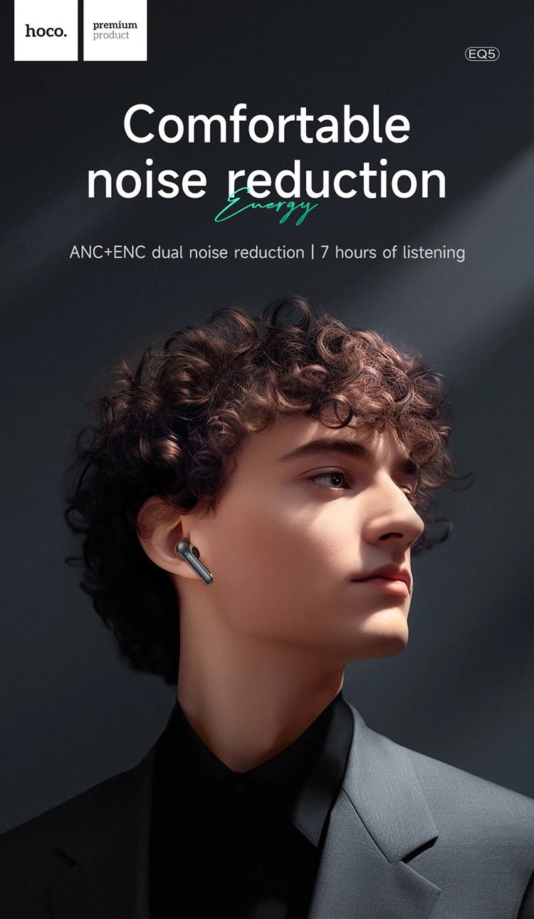 HOCO AirPods EQ5 ANC+ENC Bluetooth Wireless Earphone Active Noise Cancellation Hifi Stereo Sound Microphone Music Sport earbuds - Etienne TECH - ELECTRONIQUEelectronique