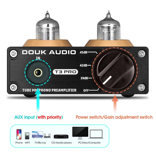 Nobsound Mini MM RIAA Phono Stage Turntable Preamp HiFi Stereo Audio Vacuum Tube Preamplifier Dekstop AUX Preamp - Etienne TECH - ELECTRONIQUEelectronique