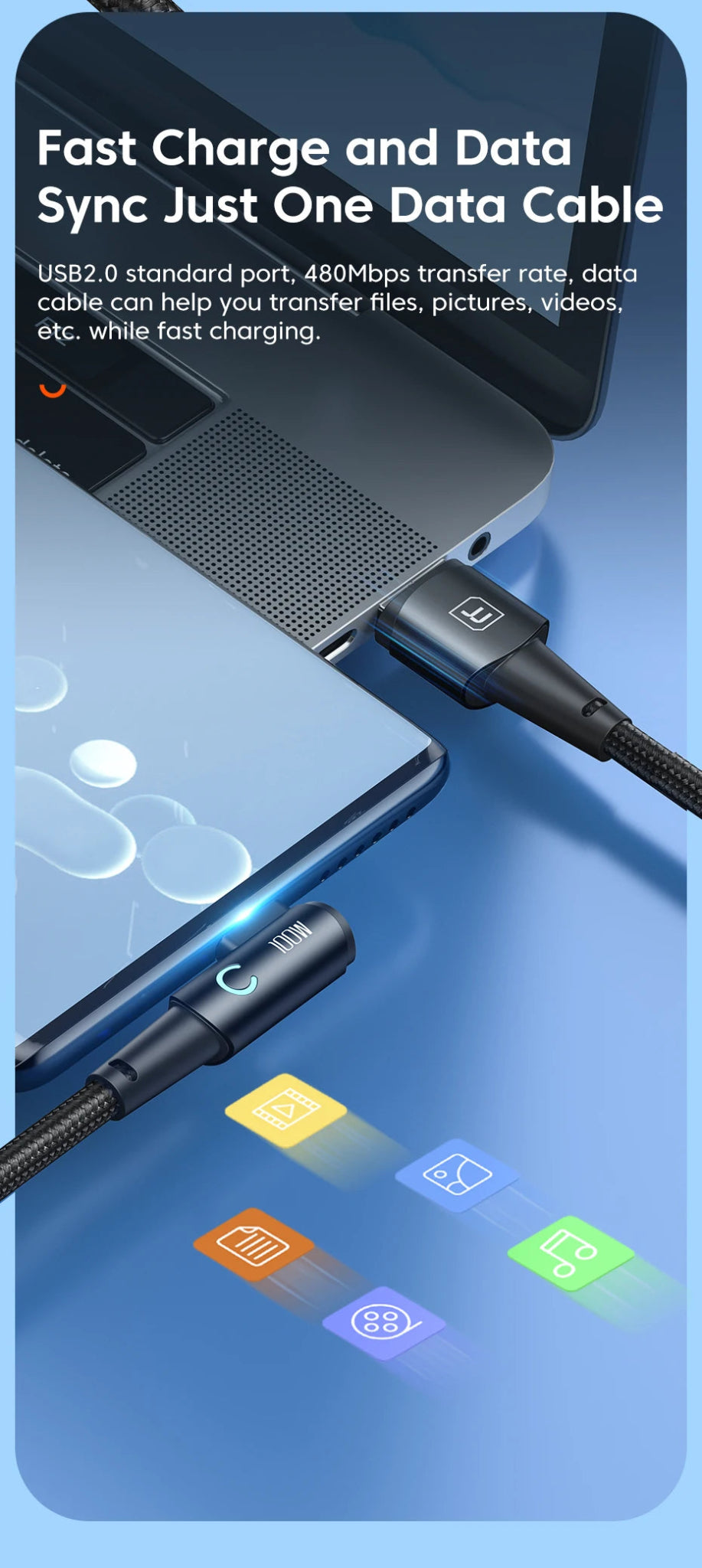 Toocki 6A USB C Cable 90 Degree For OPPO 100W Fast Charging Cord For Honor Huawei Oneplus Realme Charger Data Wire - Etienne TECH - ELECTRONIQUEelectronique