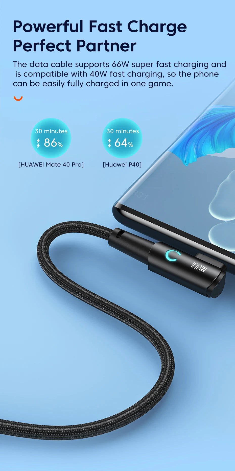 Toocki 6A USB C Cable 90 Degree For OPPO 100W Fast Charging Cord For Honor Huawei Oneplus Realme Charger Data Wire - Etienne TECH - ELECTRONIQUEelectronique