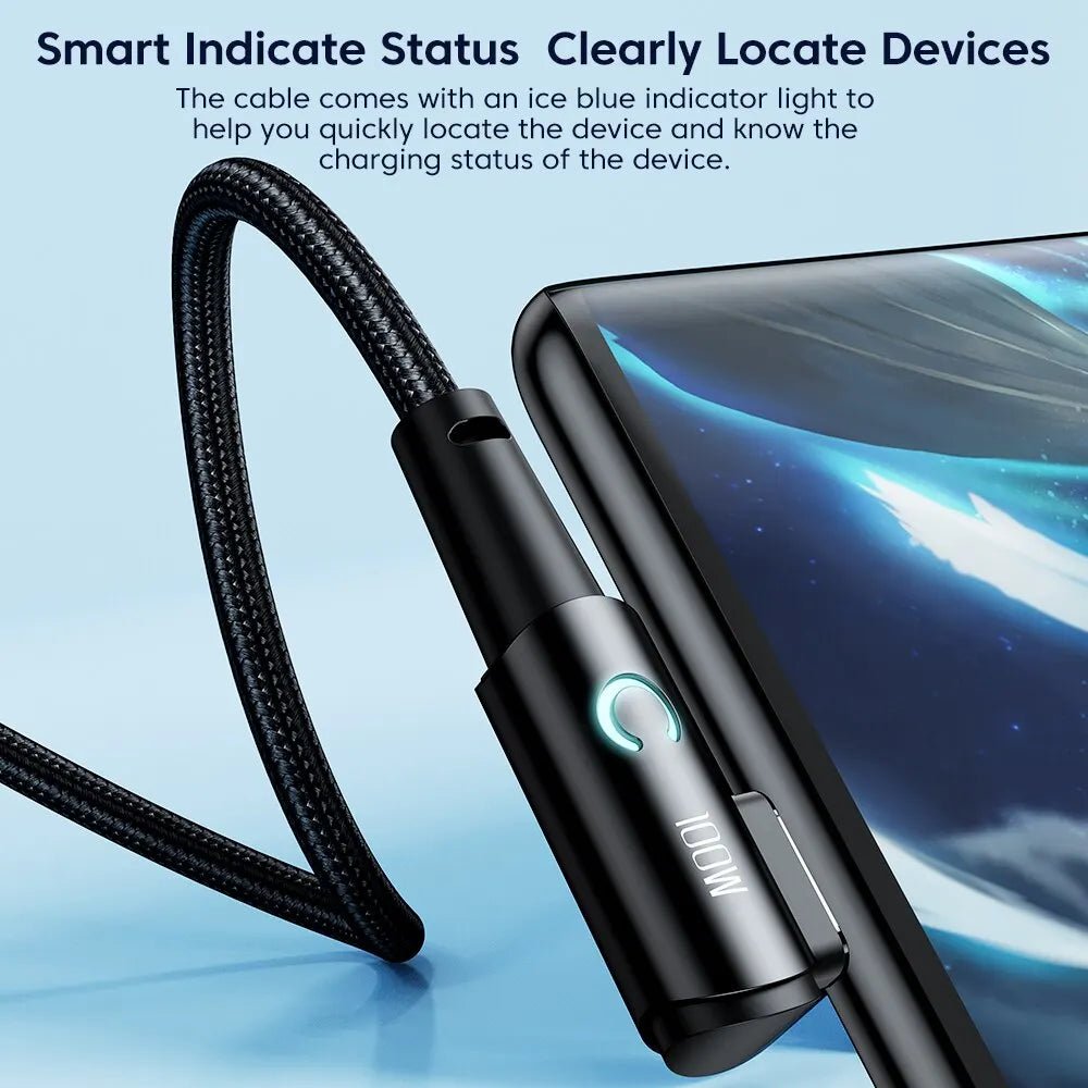Toocki 6A USB C Cable 90 Degree For OPPO 100W Fast Charging Cord For Honor Huawei Oneplus Realme Charger Data Wire - Etienne TECH - ELECTRONIQUEelectronique