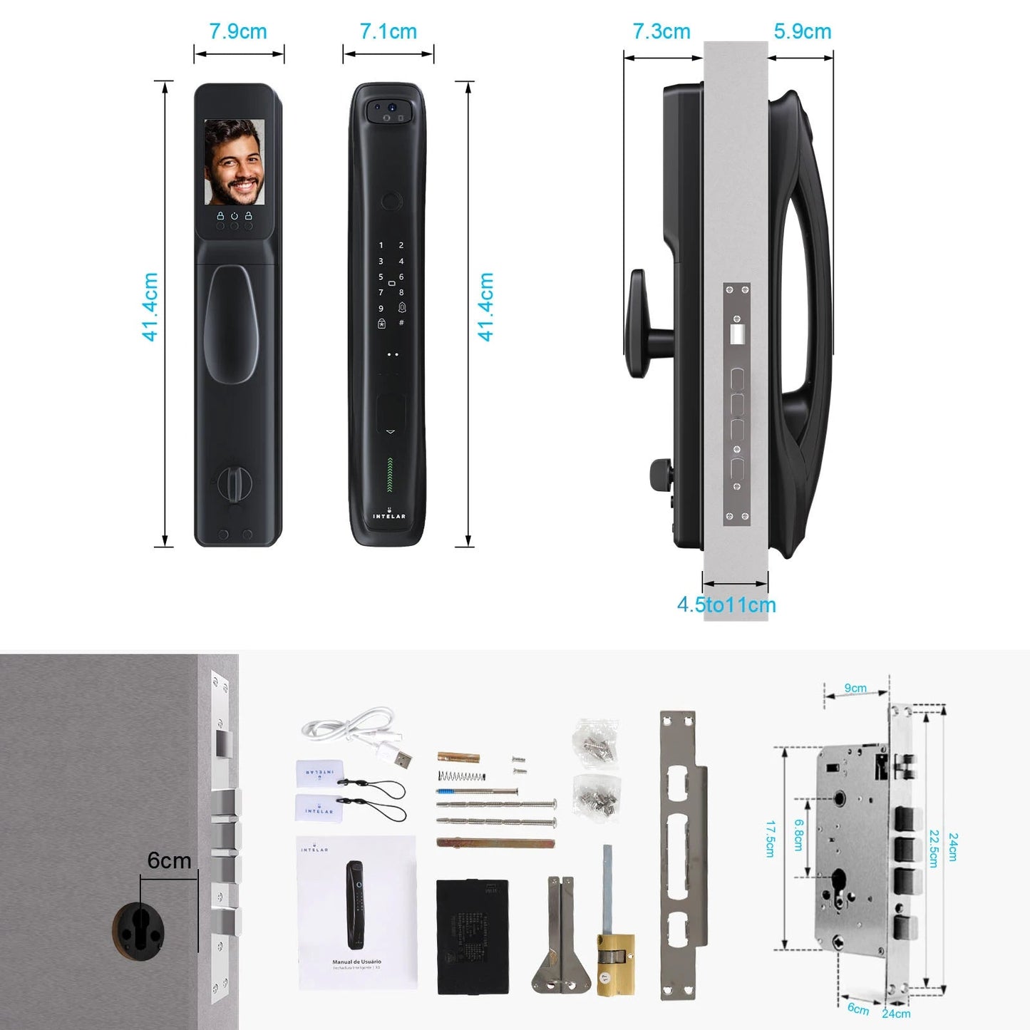 X3 Tuya Wifi 3D face recognition Electronic lock biometrics Fingerprint Lock Smart Door Lock Key Card NFC Camera Electronic Lock - Etienne TECH - ELECTRONIQUEelectronique